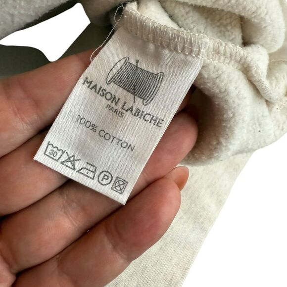 Maison Labiche M Notorious Embroidered Crewneck Sweatshirt‎ Beige Navy Cotton - Picture 3 of 7